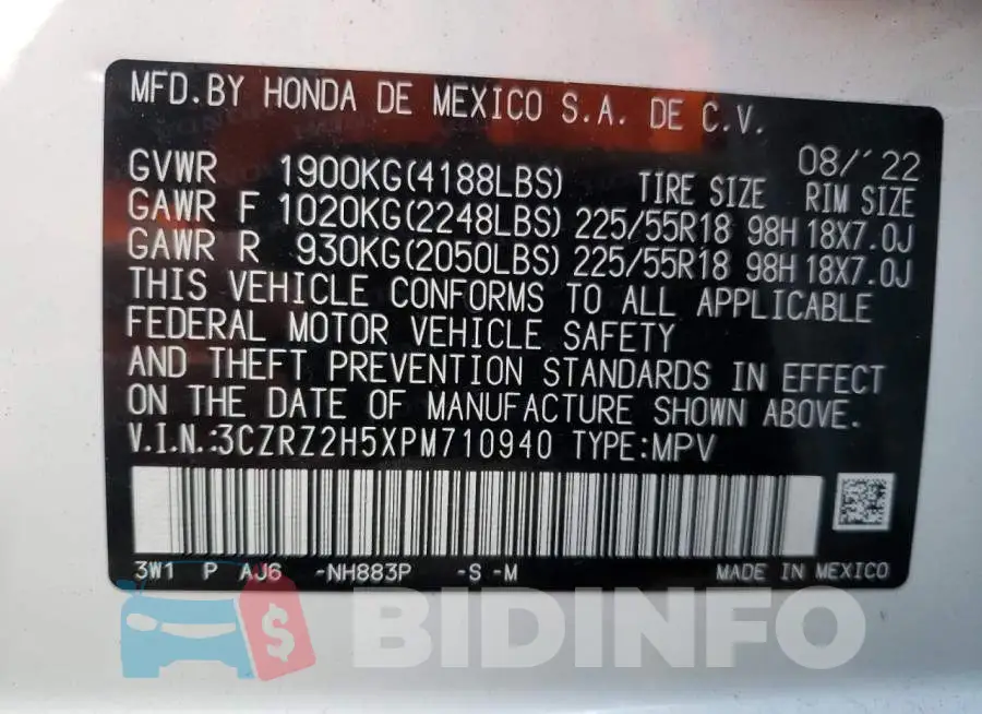 3CZRZ2H5XPM710940 Photo# 14