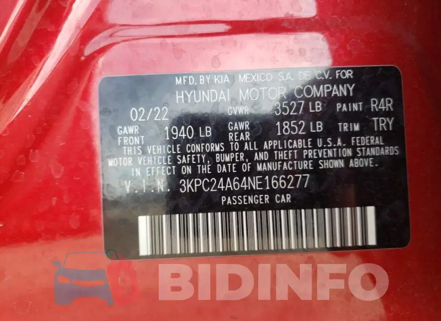 3KPC24A64NE166277 Photo# 12