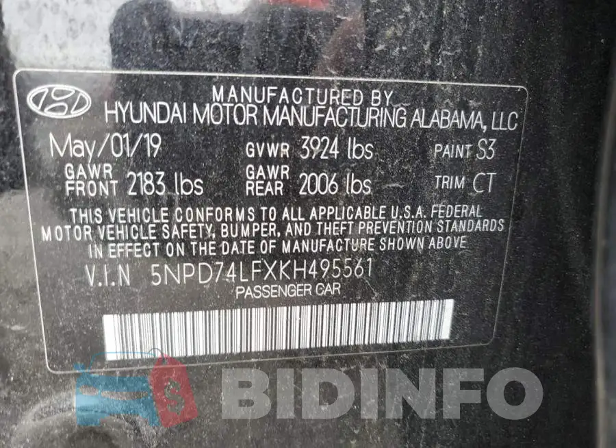 5NPD74LFXKH495561 Photo# 12