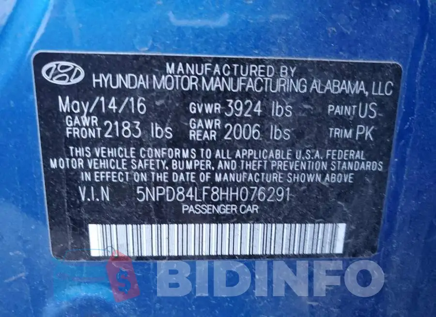 5NPD84LF8HH076291 Photo# 13