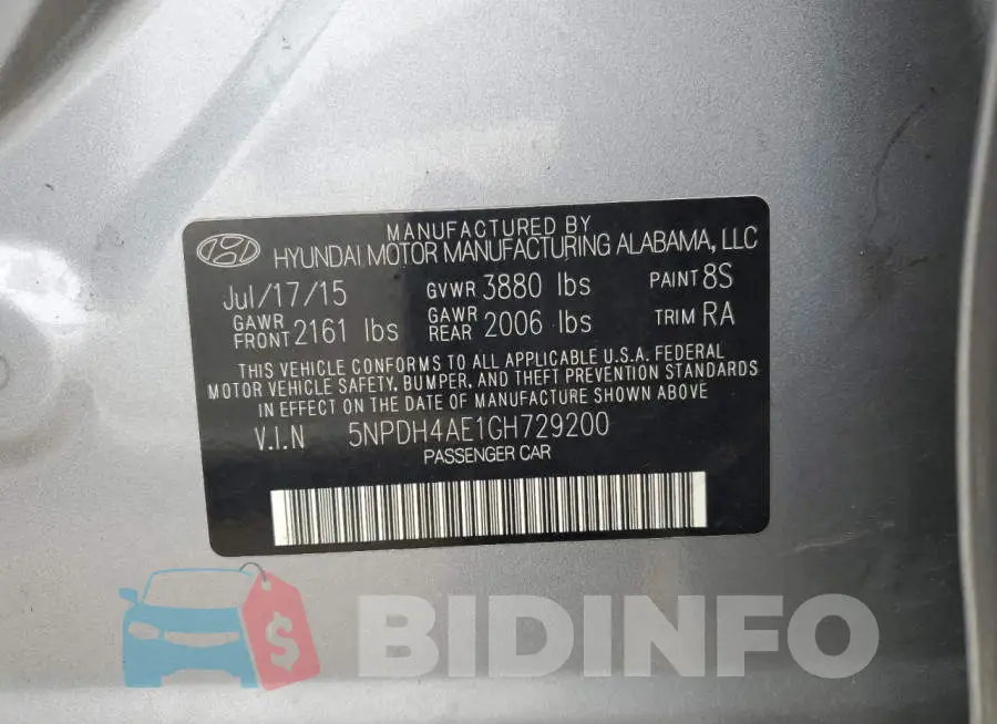 5NPDH4AE1GH729200 Photo# 12