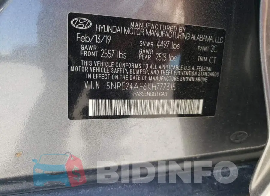 5NPE24AF6KH777315 Photo# 12