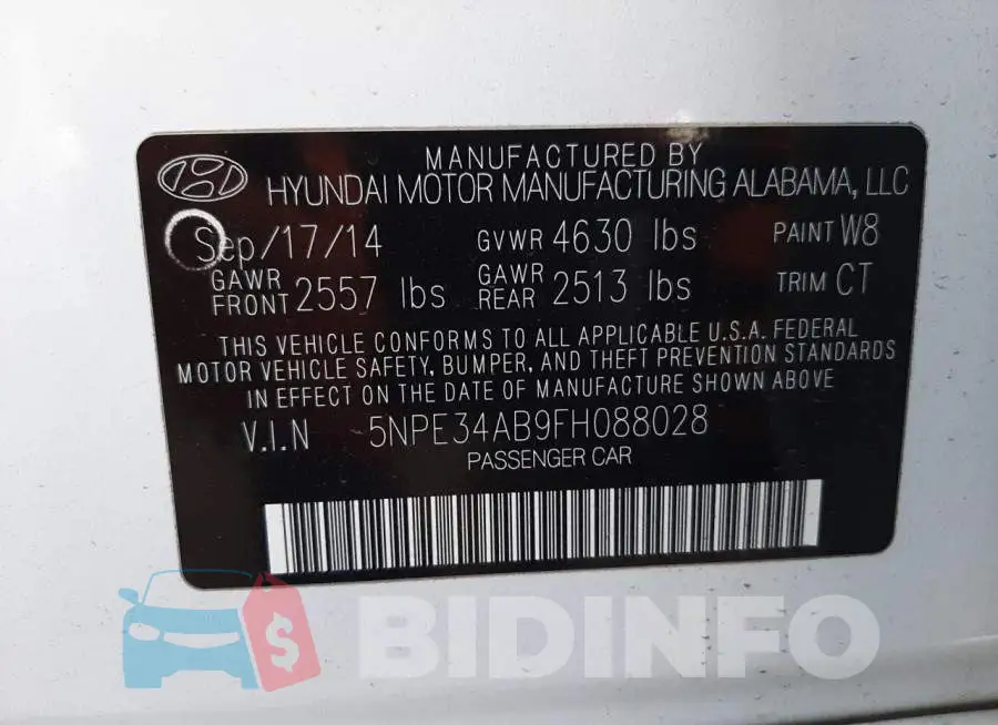 5NPE34AB9FH088028 Photo# 12