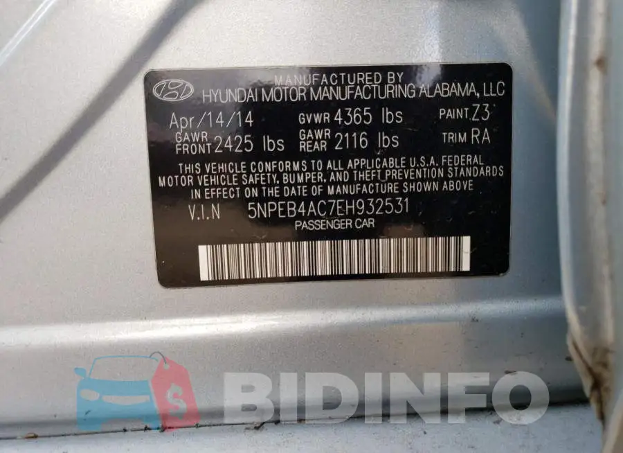 5NPEB4AC7EH932531 Photo# 12