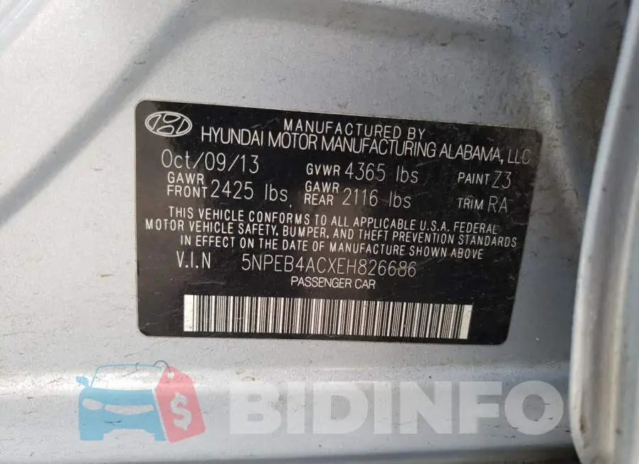5NPEB4ACXEH826686 Photo# 12