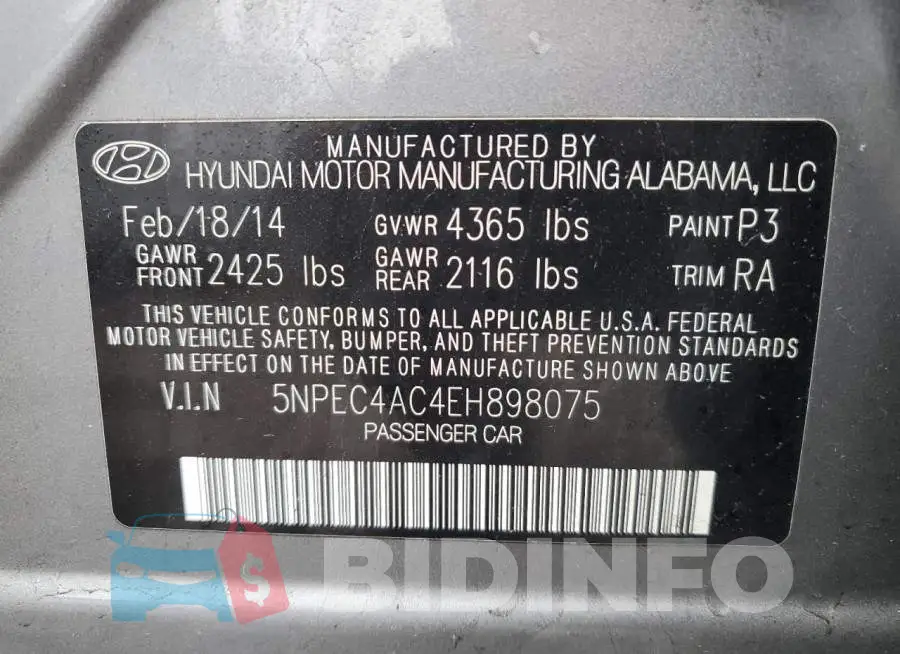 5NPEC4AC4EH898075 Photo# 12