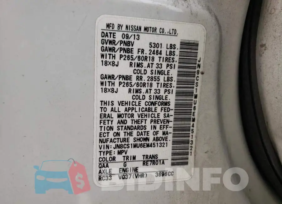 JN8CS1MU6EM451321 Photo# 13