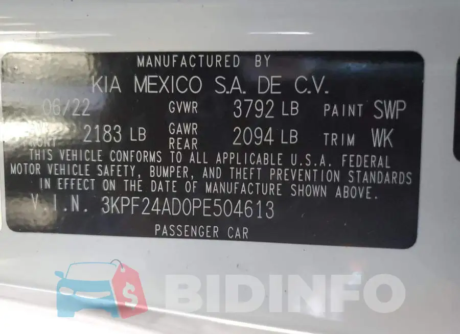 3KPF24AD0PE504613 Photo# 12