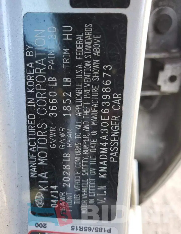 KNADM4A30E6398673 Photo# 13
