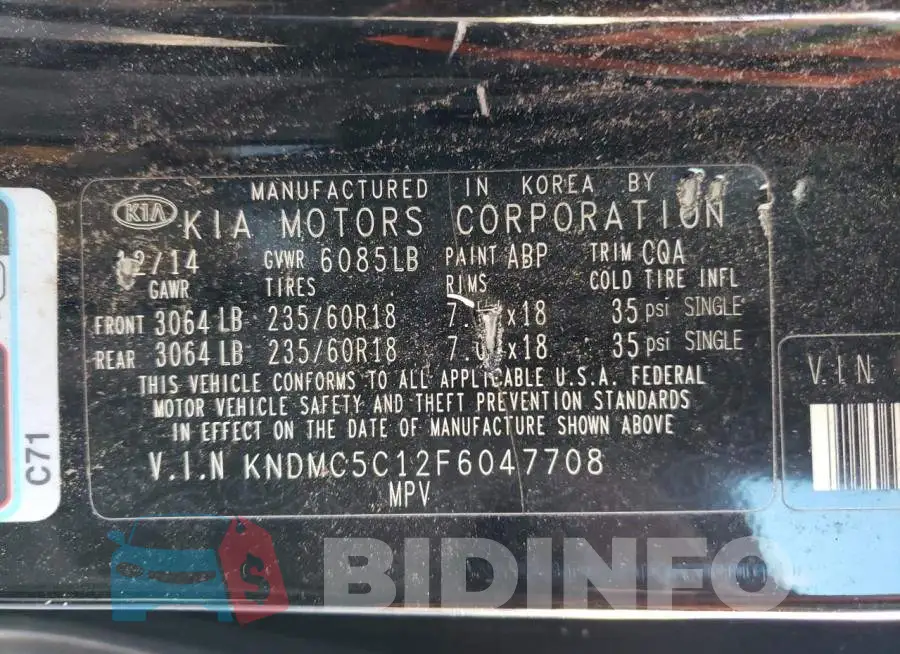 KNDMC5C12F6047708 Photo# 13