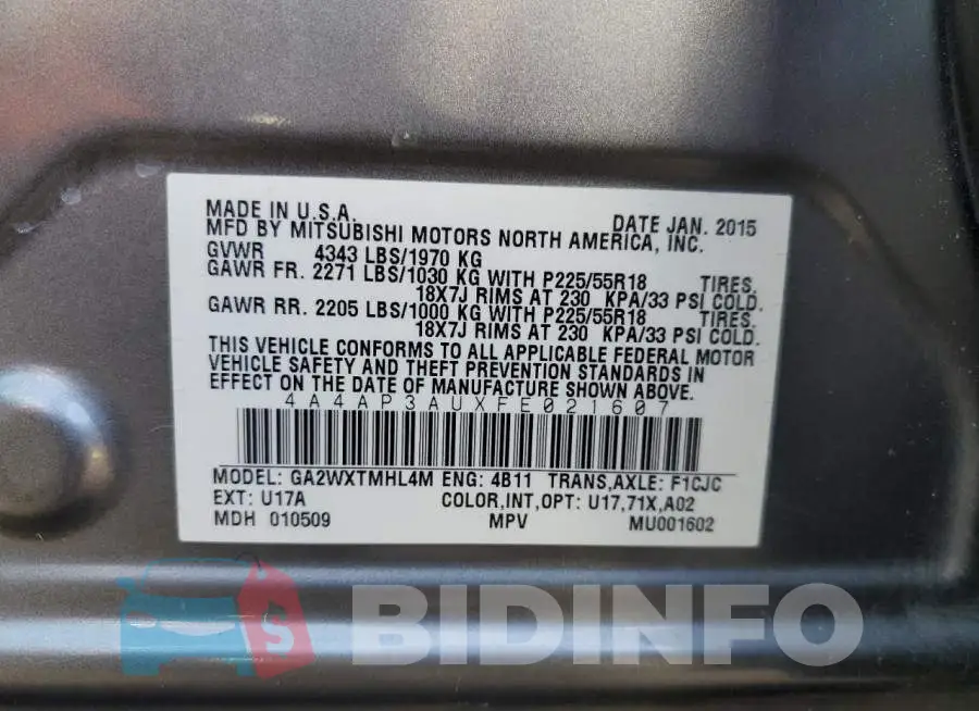 4A4AP3AUXFE021607 Photo# 13