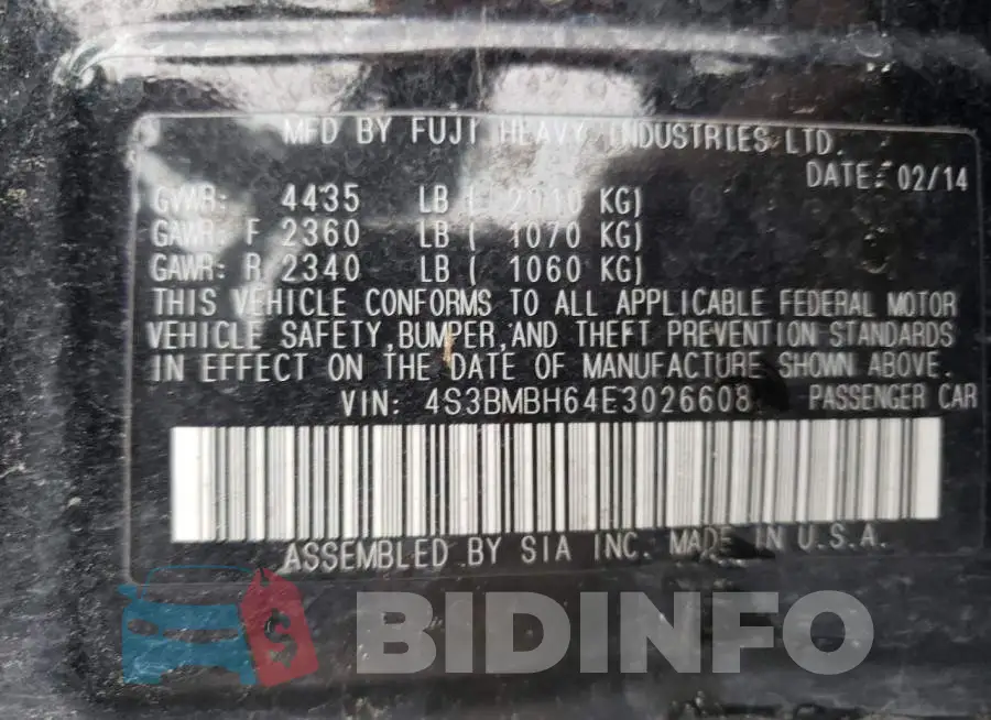 4S3BMBH64E3026608 Photo# 12