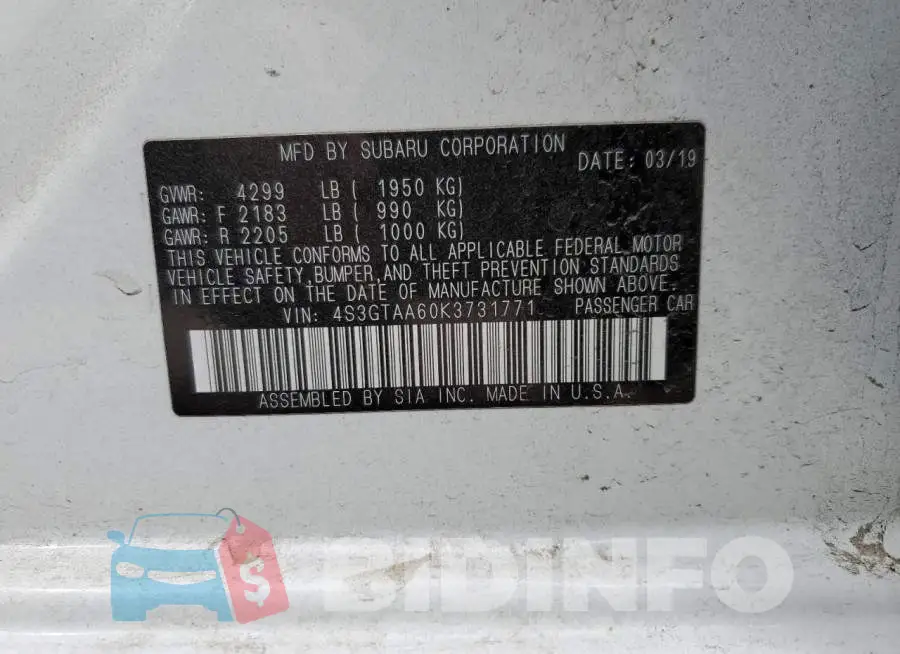 4S3GTAA60K3731771 Photo# 12