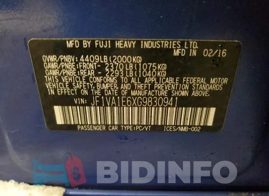 JF1VA1E6XG9830941 Photo# 13