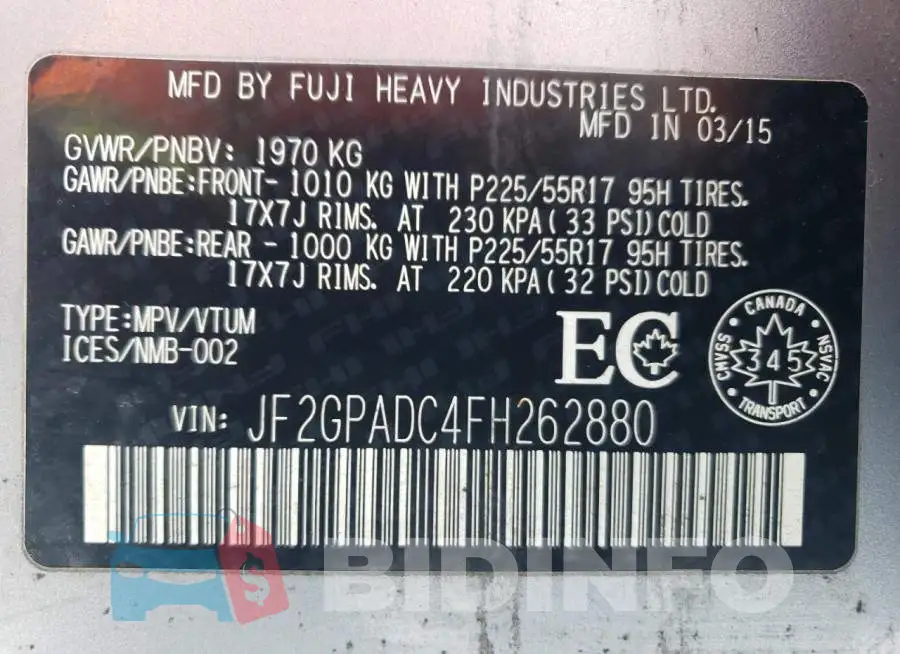 JF2GPADC4FH262880 Photo# 14
