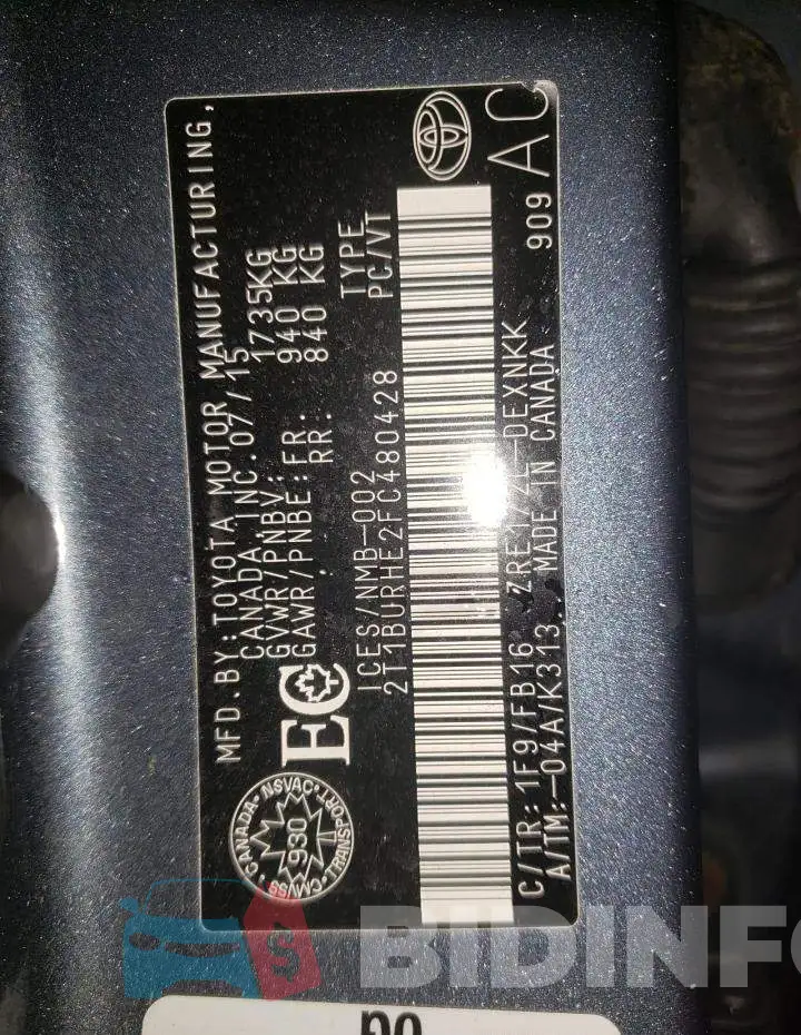 2T1BURHE2FC480428 Photo# 12