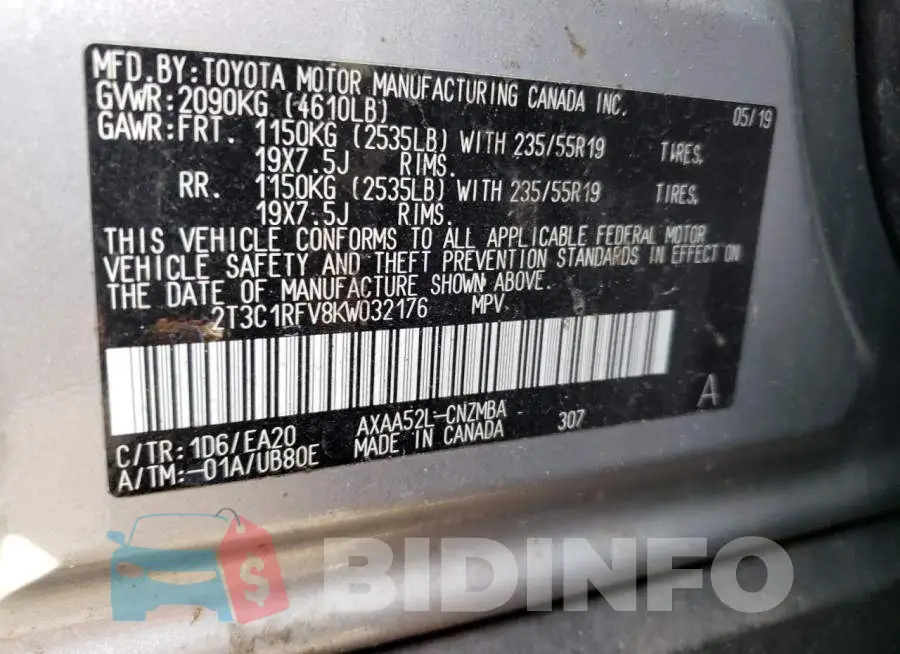 2T3C1RFV8KW032176 Photo# 13