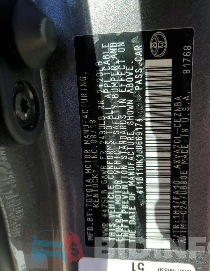 4T1B11HK1JU669174 Photo# 12
