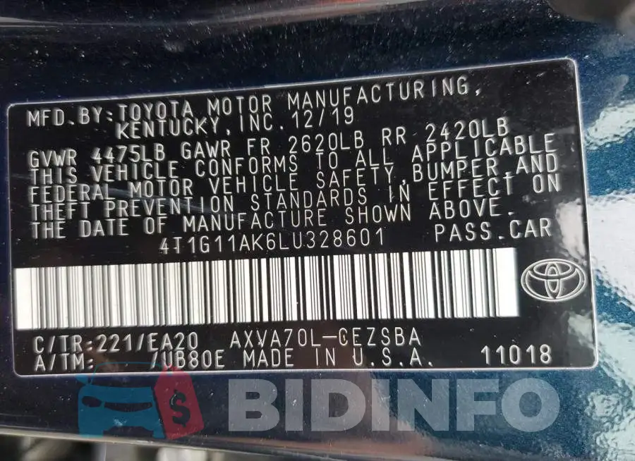 4T1G11AK6LU328601 Photo# 12