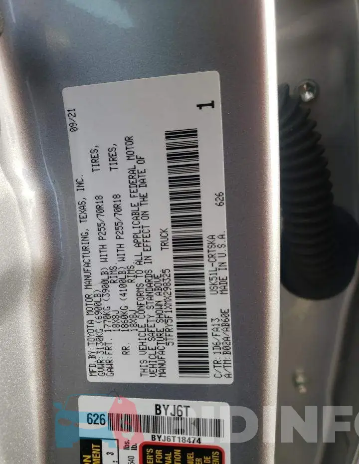5TFRY5F1XMX298325 Photo# 12