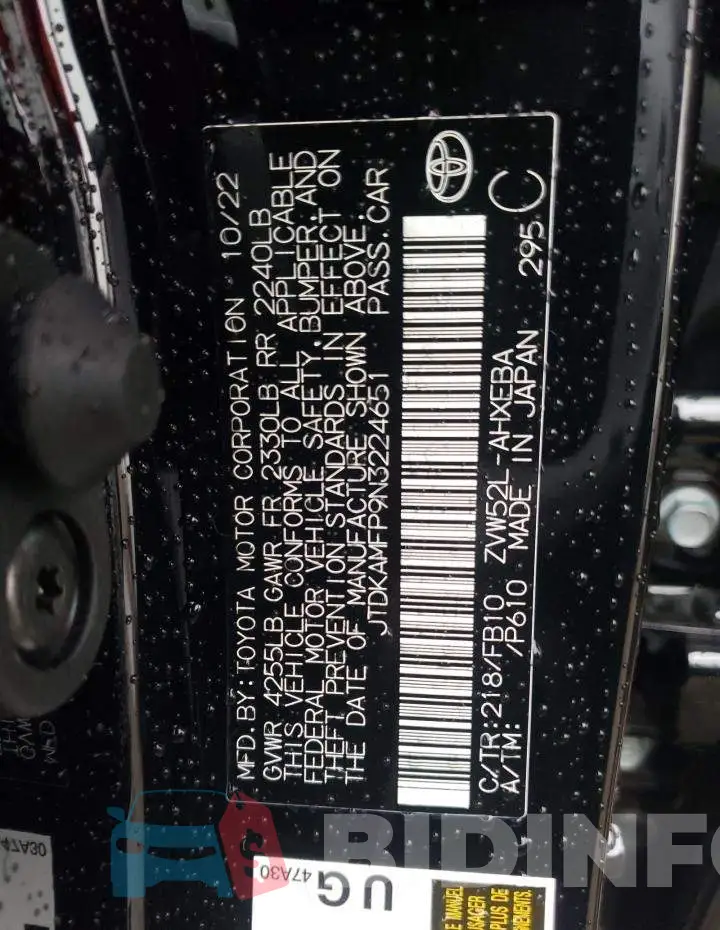 JTDKAMFP9N3224651 Photo# 13