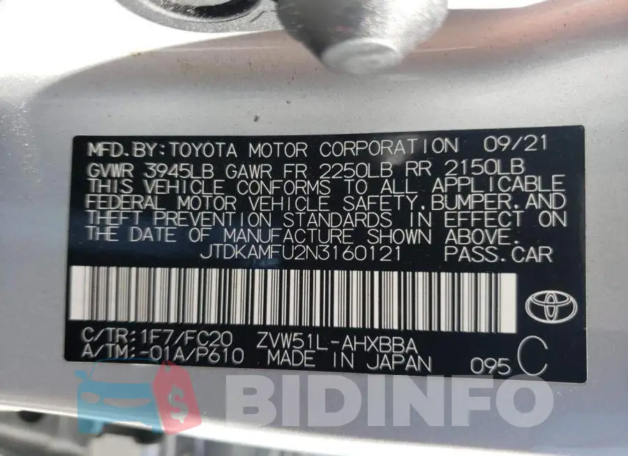 JTDKAMFU2N3160121 Photo# 10
