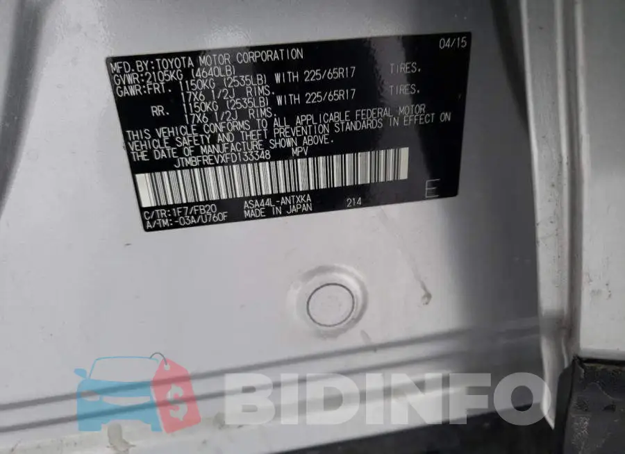 JTMBFREVXFD133348 Photo# 14