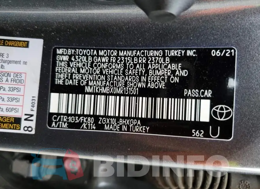 NMTKHMBX0MR131501 Photo# 12