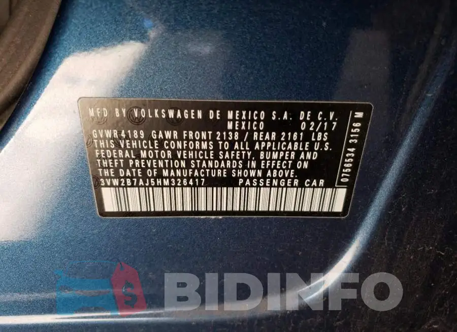 3VW2B7AJ5HM326417 Photo# 12