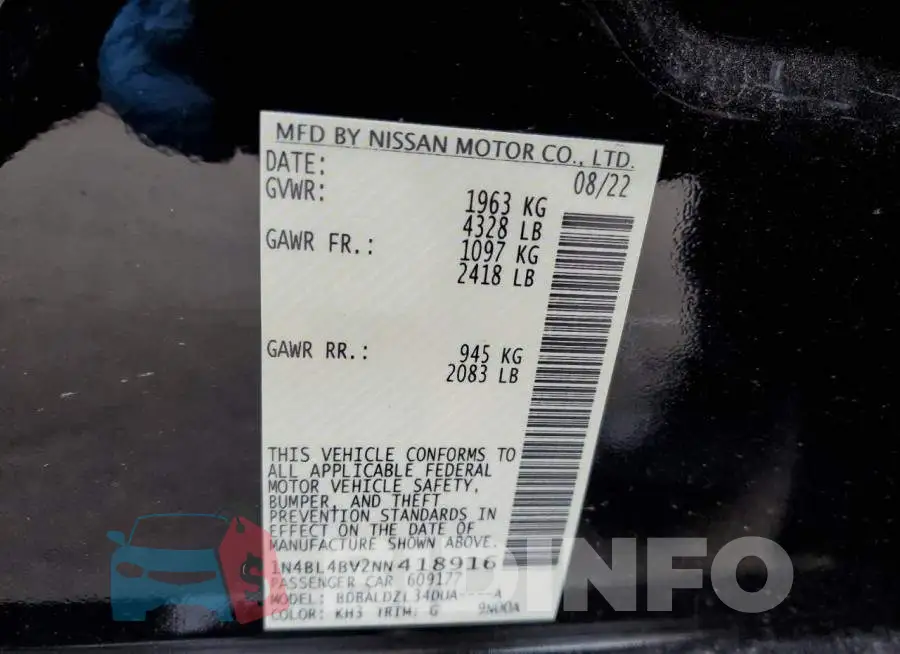 1N4BL4BV2NN418916 Photo# 12