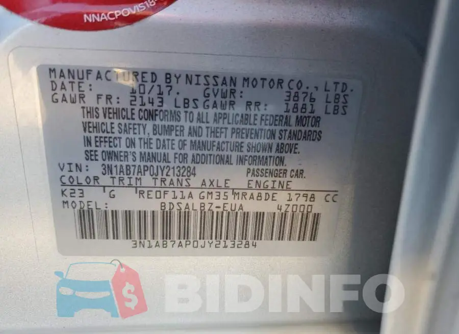 3N1AB7AP0JY213284 Photo# 13