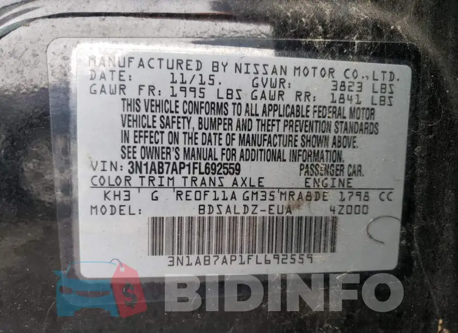 3N1AB7AP1FL692559 Photo# 12