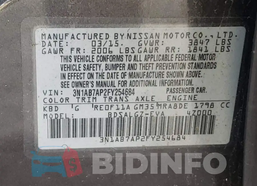 3N1AB7AP2FY254684 Photo# 12