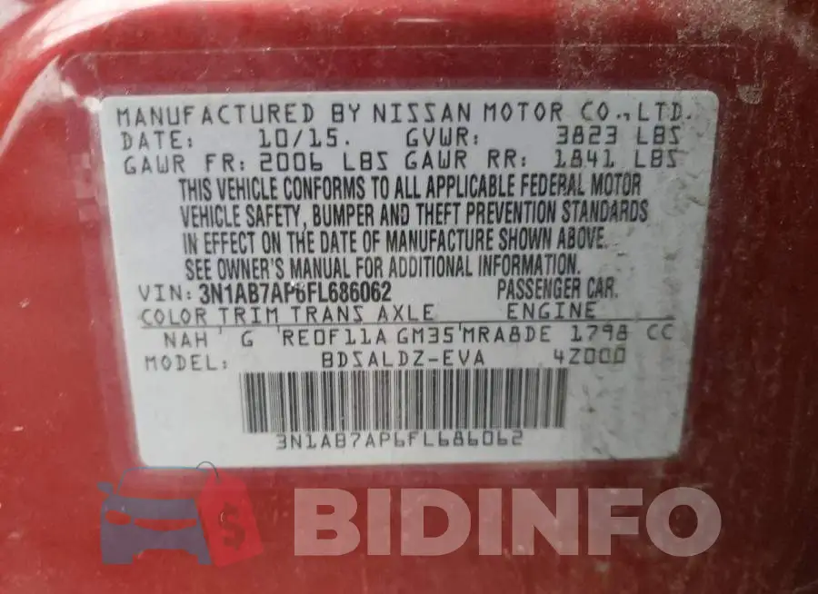 3N1AB7AP6FL686062 Photo# 12