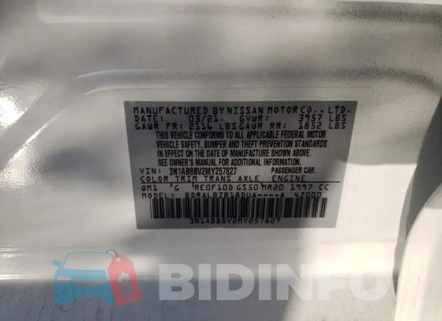 3N1AB8BV2MY257827 Photo# 12