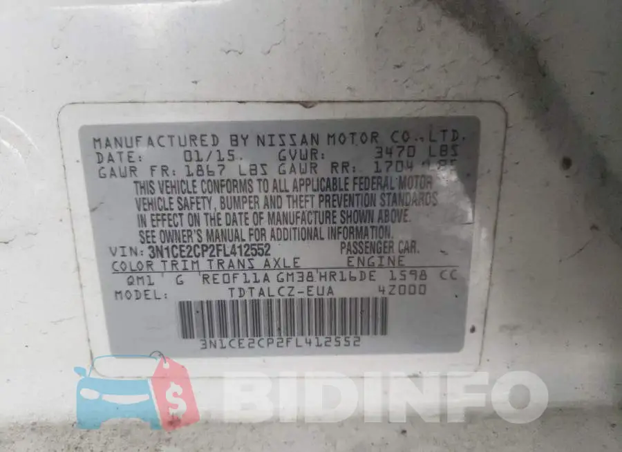 3N1CE2CP2FL412552 Photo# 13