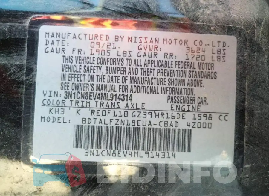 3N1CN8EV4ML914314 Photo# 10