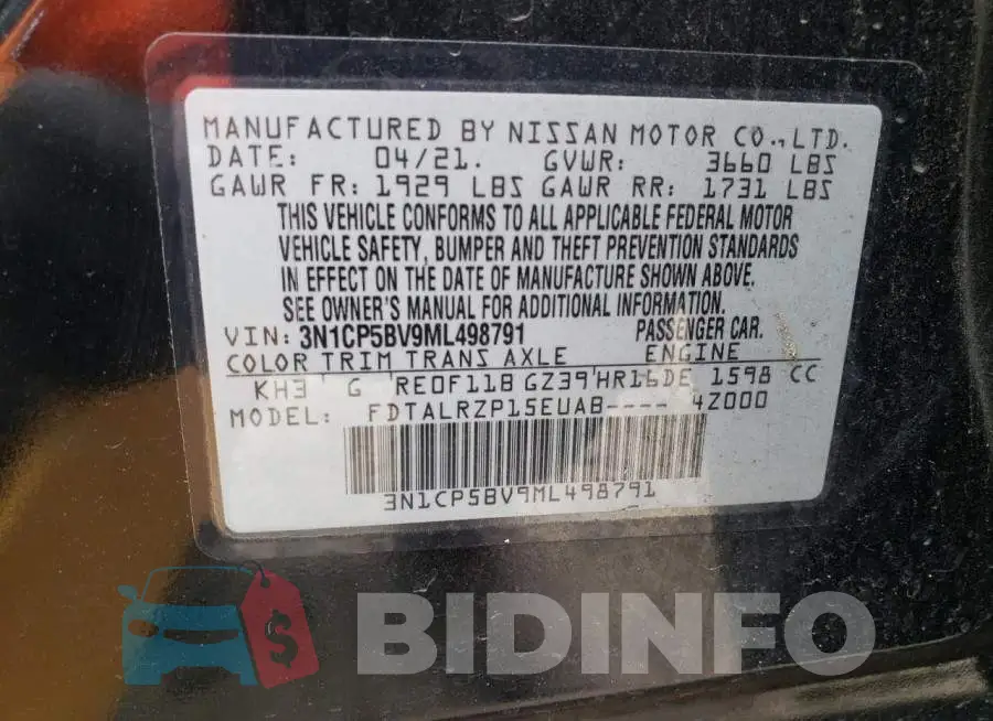 3N1CP5BV9ML498791 Photo# 13
