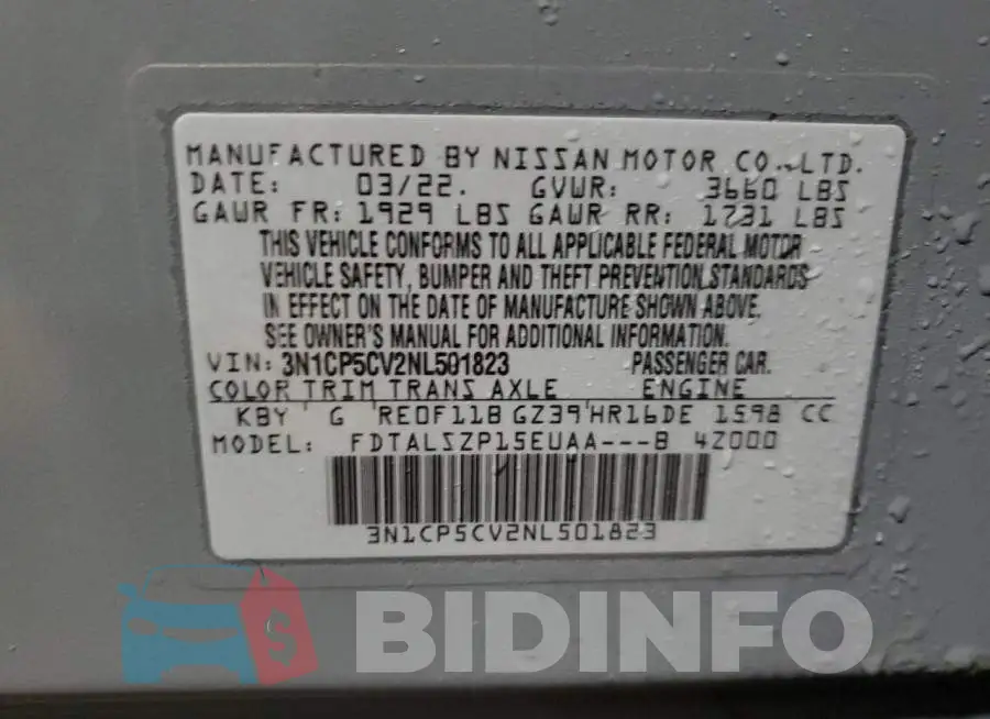 3N1CP5CV2NL501823 Photo# 13