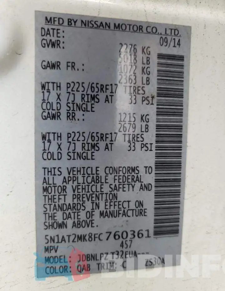 5N1AT2MK8FC760361 Photo# 12