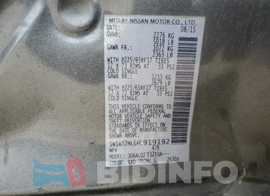 5N1AT2ML6FC919192 Photo# 10