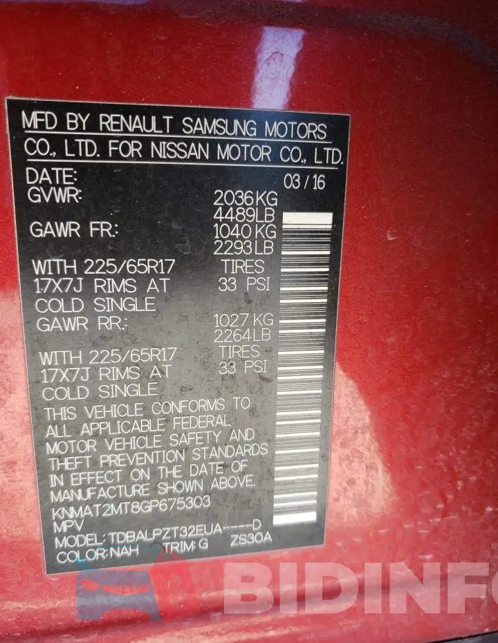 KNMAT2MT8GP675303 Photo# 14