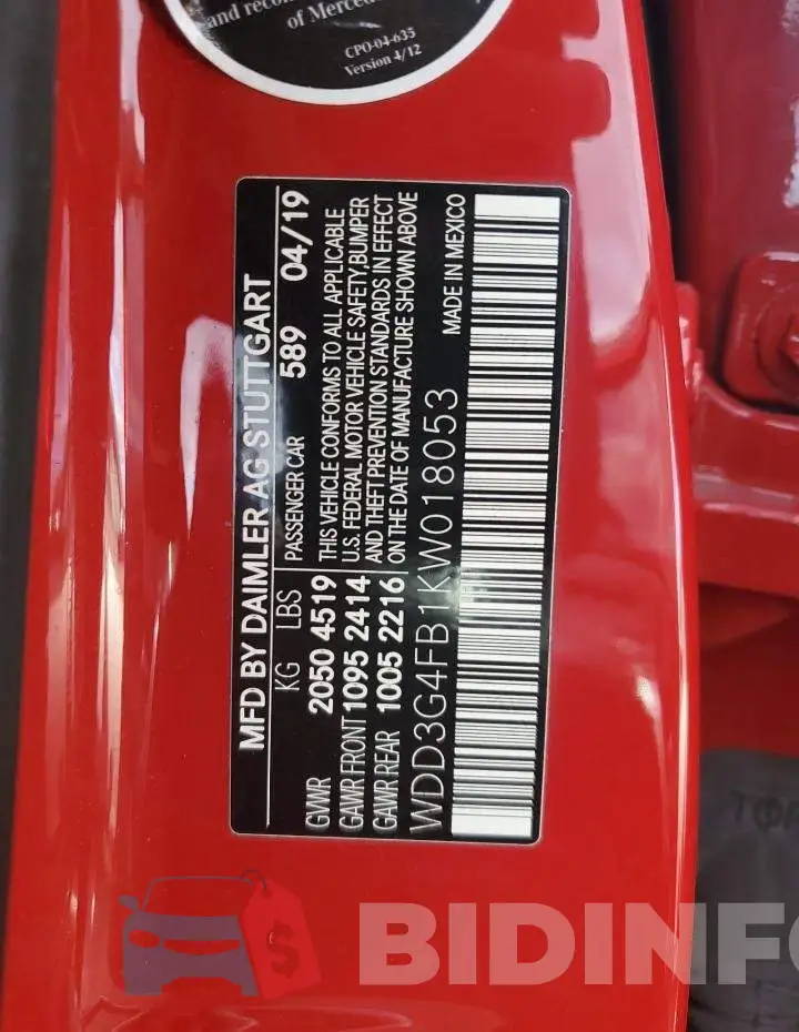 WDD3G4FB1KW018053 Photo# 12