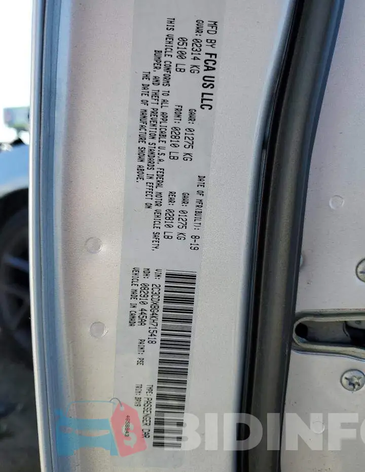 2C3CDXBG4KH715418 Photo# 12