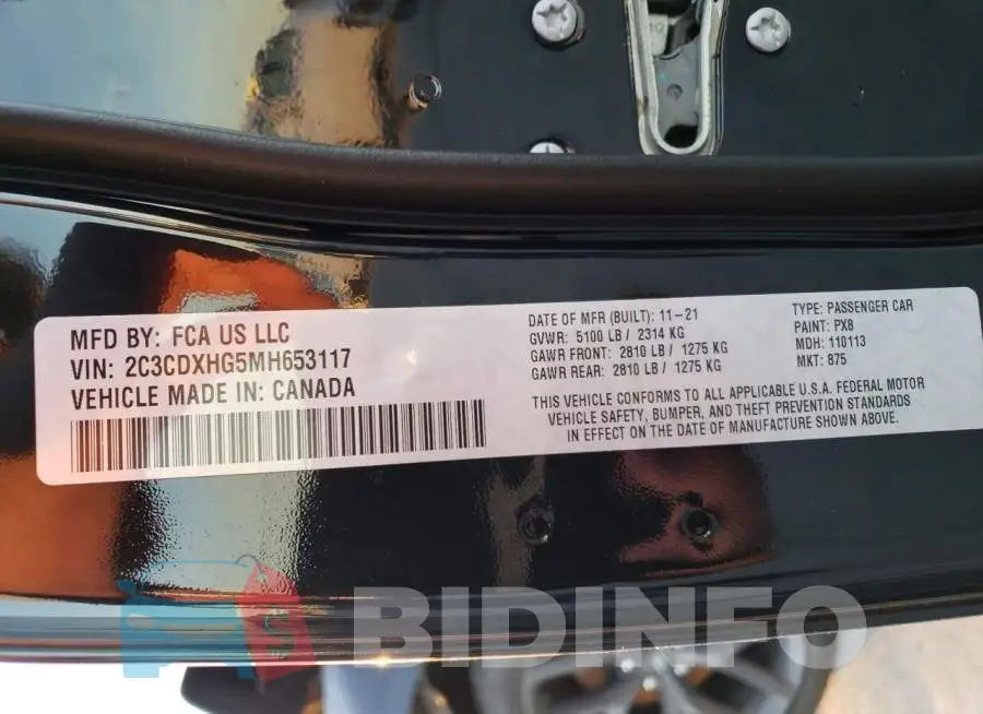 2C3CDXHG5MH653117 Photo# 12