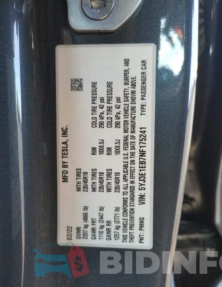 5YJ3E1EB7NF175241 Photo# 12