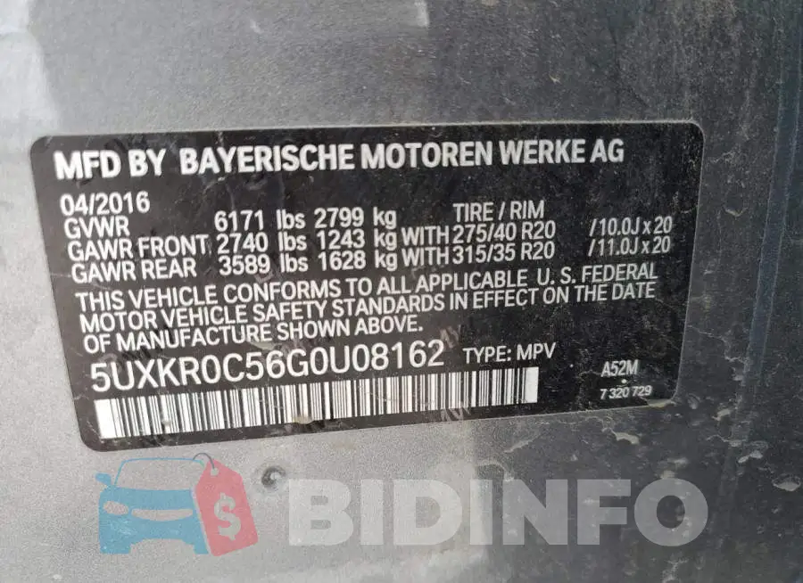 5UXKR0C56G0U08162 Photo# 13