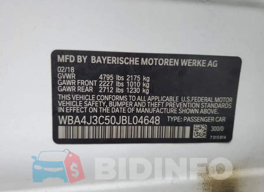 WBA4J3C50JBL04648 Photo# 12