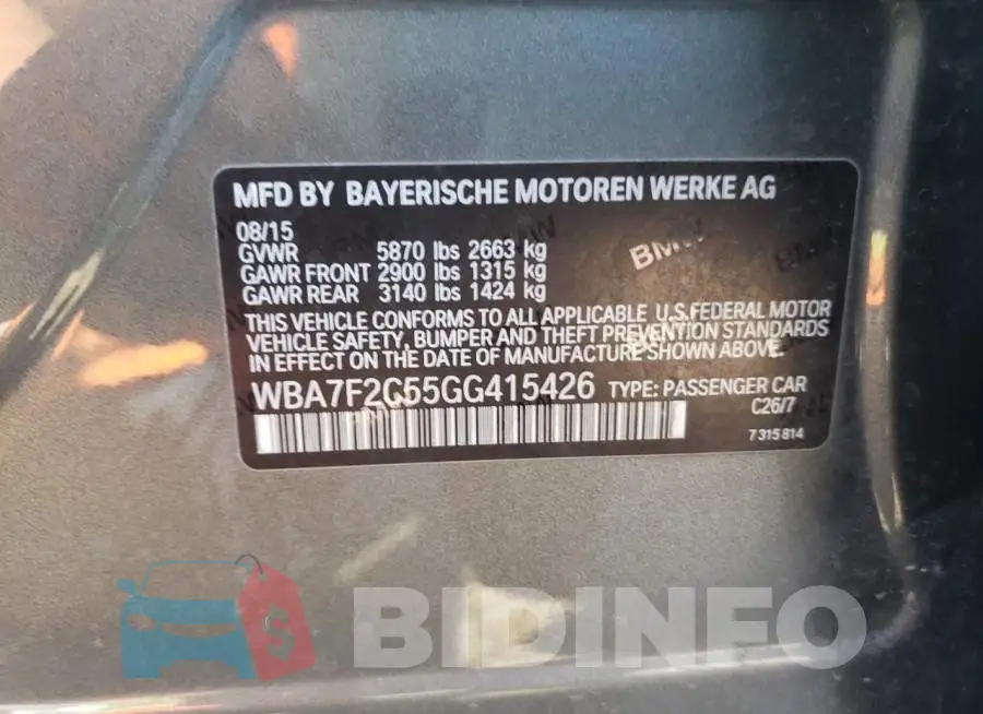 WBA7F2C55GG415426 Photo# 10