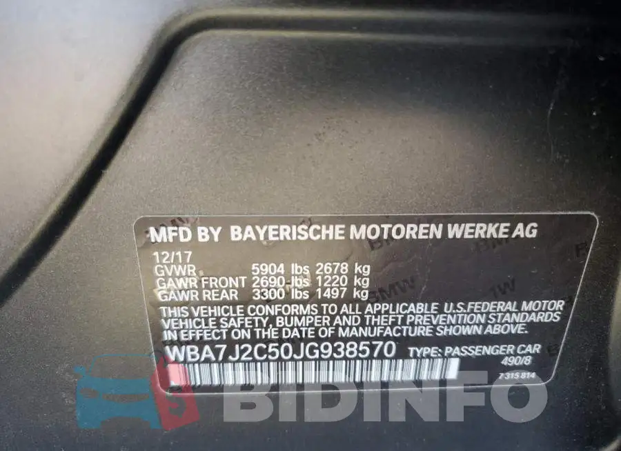 WBA7J2C50JG938570 Photo# 12